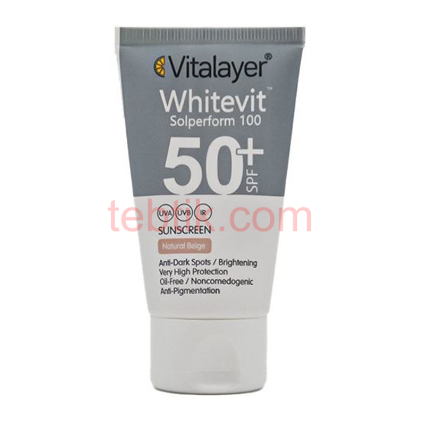 تصویر  کرم ضد آفتاب ضد لک بژ طبیعی وایت ویت ویتالیر SPF50