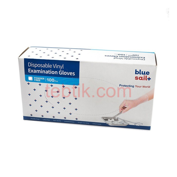 تصویر  دستکش وینیل بلوسیل بسته صد عددی BLUE SAIL