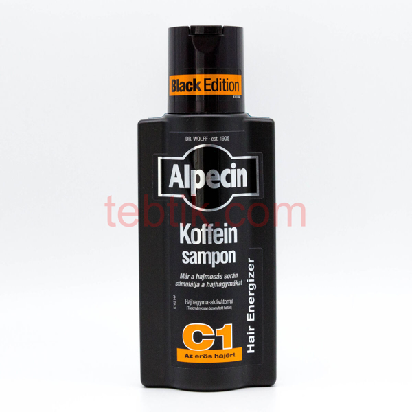 تصویر  شامپو کافئین دار ضدریزش بلک ادیشن مشکی آلپسین سی وان اصل Alpecin Coffein-Shampoo C1 Black Edition 250ml